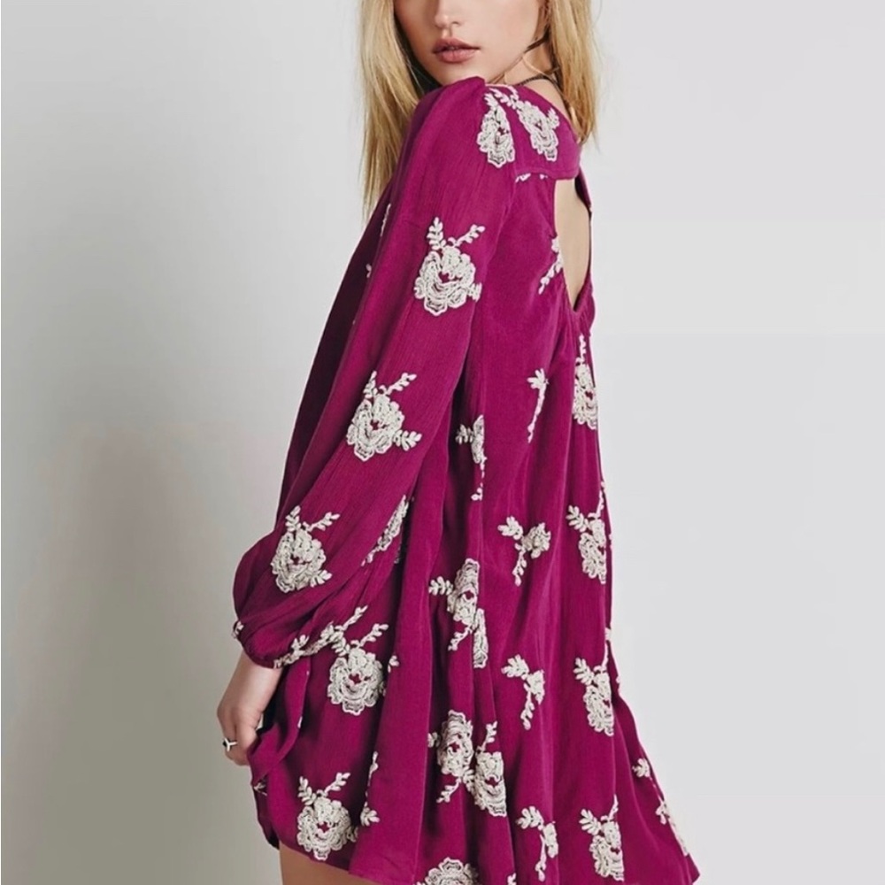 Free People Austin Emma Floral Embroidered Tunic Mini Dress